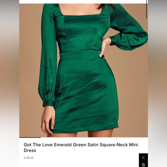 Lulus Got The Love Emerald Green Satin Square-Neck Mini Dress - Picture 5 of 7